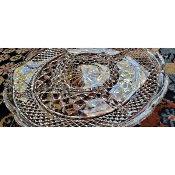 Anchor Hocking 11" Wexford glass 5 Section Relish Veggie Snack Serving Platter - Picture 4 of 16
